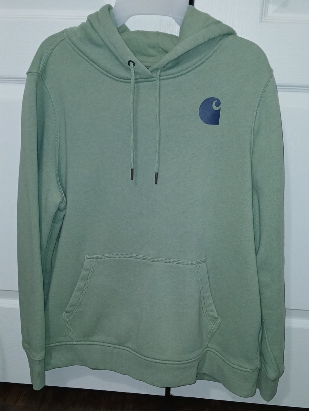 Carhartt Sage Green Hoodie with Navy Chest Logo